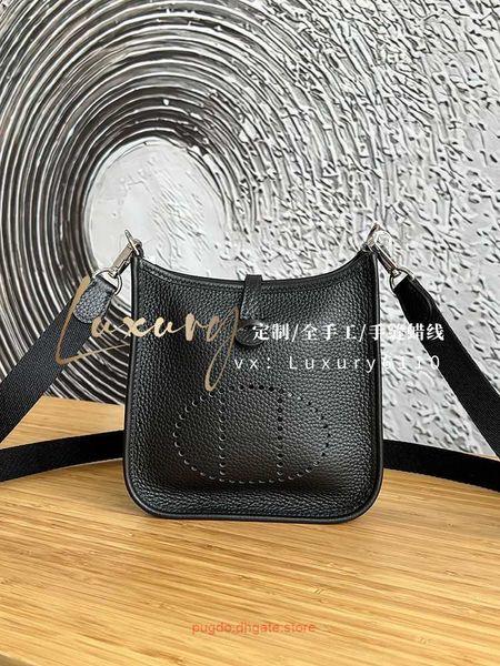 

wholesale original evelynnss h home tote bags online shop mini 16cm tc cowhide black canvas shoulder strap single croevelynnssbody women&#03