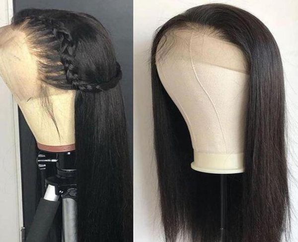 

peruvian lace front human hair wigs for women straight 360 lace frontal wig nonremy natural color98918683271015, Black