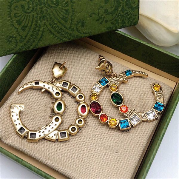 

designer ggity earring retro stud charm women luxury g logo hoop jewelry earrings woman 70s party crystal charms lkj01, Golden