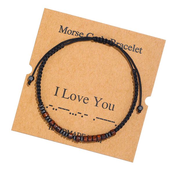 

new popular handmade believe morse code braided couple bracelet, Black