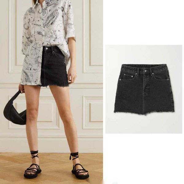 

summer jeans same grey black burnt ragged edge denim short skirt girl