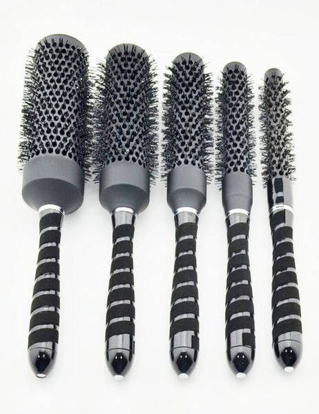 

saling ceramic hair brush in black color ionic round brush in technology for i 1 set 5 pcs5123242, Silver