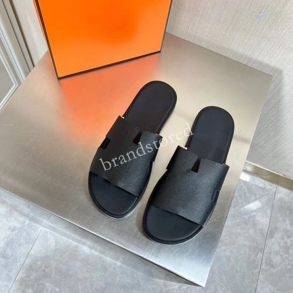 

casual shoes men slippers designer sandals h slipper summer wide slides black white calfskin slide beach outdoor flat rubber sandal