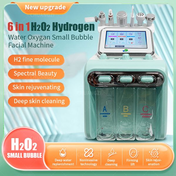 

2023 design small bubble beauty instrument equipment radio frequency box type h2o2 skin 6 in 1 deep cleaning hydra peel machine ce, Black;white