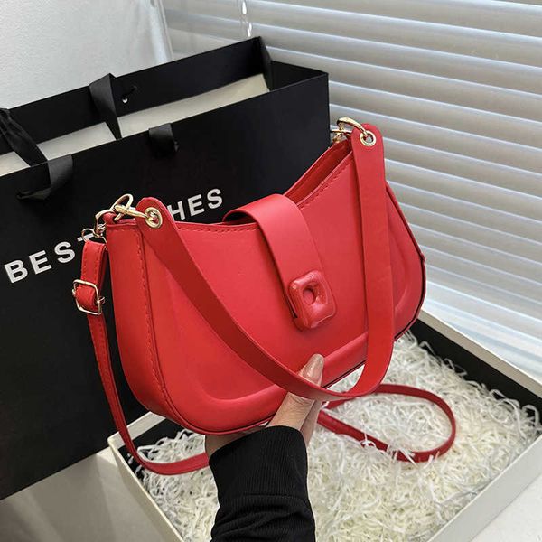 

trendy texture personalized and minimalist bag for women's new fashionable and westernized solid color single shoulder underarm saddle