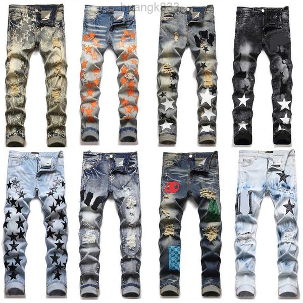 

designer mens jeans for men mens jeans european jean hombre mens pants trousers biker embroidery ripped for trend cotton fashion jeans men c, Blue