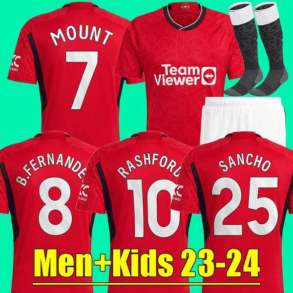 

23 24 soccer jersey mount garnacho antony utd casemiro erikson martinez manchesters sancho varane rashford football shirts 2023 2024 men kid, Black;yellow