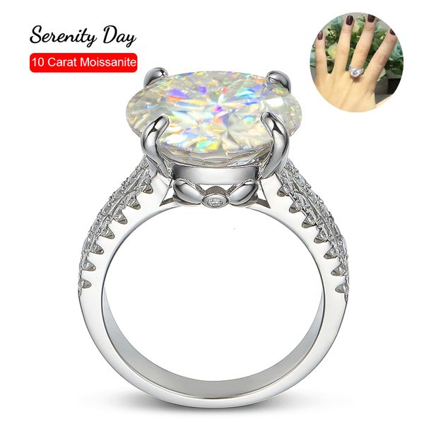 

band rings serenity day four claw d color 10 full ring s925 sterling silver plated pt950 platinum fine jewelry for women 230704