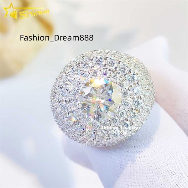 

new design luxury hip hop iced out silver gold plating engagement diamond moissanite ring for men