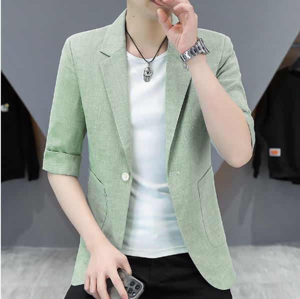 

men's suits blazers summer mid sleeved suit youth slim fit small formal single suit jacket 230705, White;black