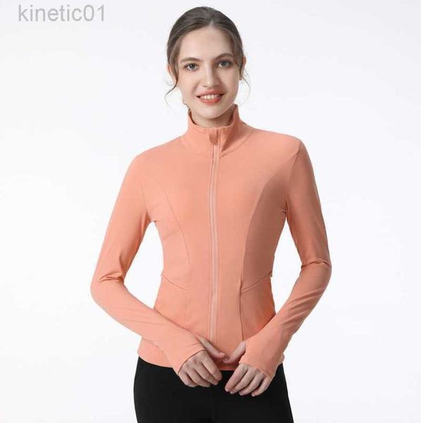

desginer alo yoga jacket new sports coat women's fitness wear stand collar casurunning jacket quick drying tight top, Black;brown