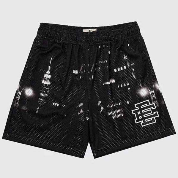 

luxury men's fashion ee shorts basic eric emanuel new york city skyline men women sports quarters mesh breathable casual pants loose gy, White;black