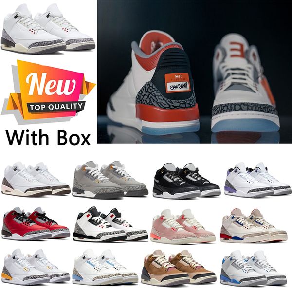 

with box new jumpman 3s men basketball shoes white cement reimagined wizards fire red white oreo retro things sports sneakers mens women tra