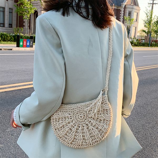 

evening bags half round straw for women summer beach rattan bag handmade woven moon crossbody handbags bohemia 230704