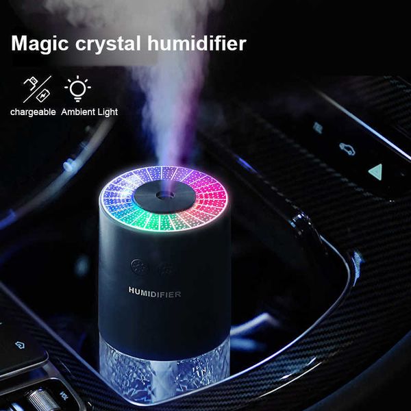 

facial steamer colorful led wireless humidifier crystal projection light lamp water mist sprayer portable skin care tools 230705