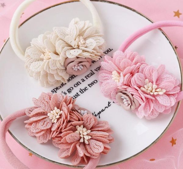 

hair accessories princess baby girl headband flower elastic for child nylon band accessory gifts5498281, Slivery;white