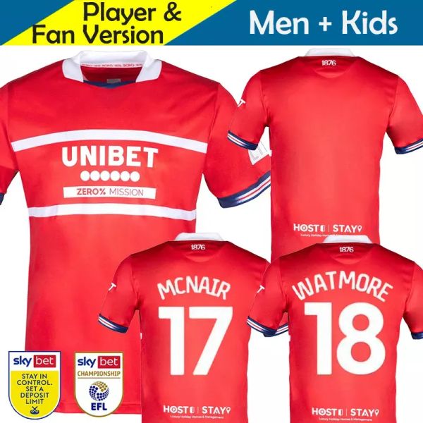 

23 24 middlesbrough soccer jerseys kid kit 2023 2024 home away football shirt player version training maillot foot goalkeeper akpom clarke f, Black;yellow