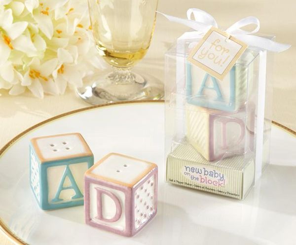 

baby shower favors new baby on the block ceramic baby blocks salt pepper shakers 20pcslot10sets10boxes for party favors and we2990142