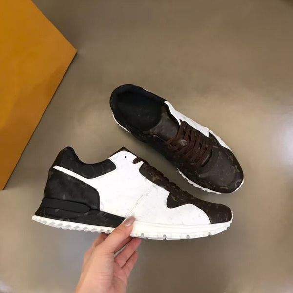 

luxury brand men run away sports shoes grained calfskin leather washed suede sneakers technical outdoor party wedding dress comfort trainers, Black