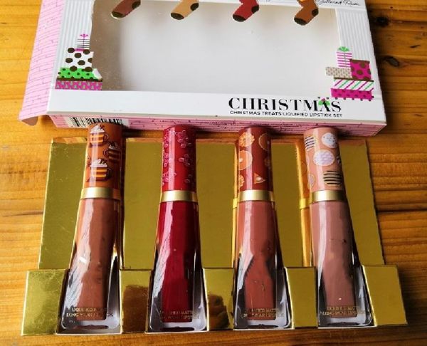 

1pcs christmas makeup lip gloss lipstick the sweet smell treats liquified melted matte 4 colors set gift5730103