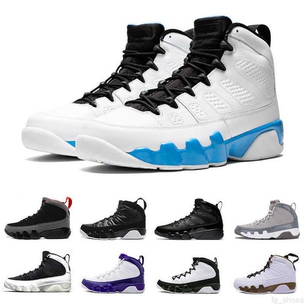 

9 9s mens basketball shoes powder blue olive concord fire red ix particle grey chile change the world unc la oreo bred space jam men trainer, Black
