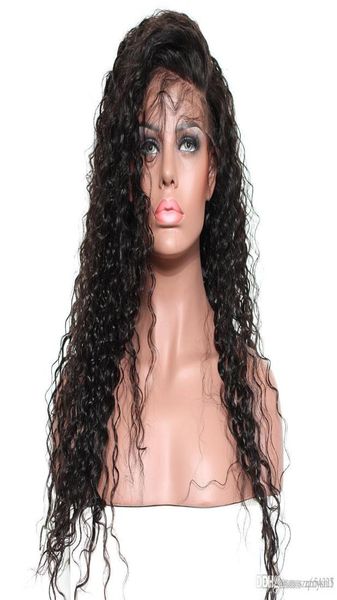 

pre plucked glueless full lace human hair wigs for women 250 density brazilian curly full lace wig with baby hair7029228, Black