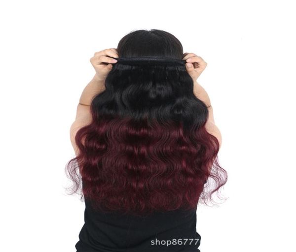 

blackburgundy two tone ombre 1b99j body wave 3 bundles hair extensions 8a brazilian virgin human hair weaves wefts 100gpcs 1227928162, Black