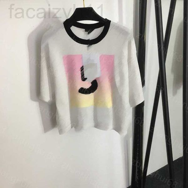 

women's knits & tees designer 23ss womens womens clothing chest number 5 hollowed out short sleeve sweater clothes 238x, White