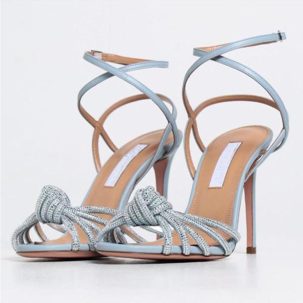 

famous summer celeste crystal crystal sandals shoes women high heels bridal party wedding lady walking gladiator sandalias dd, Black