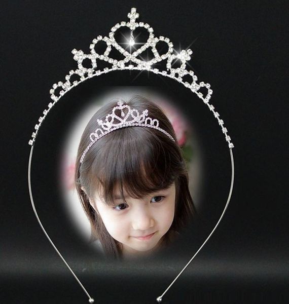 

new child kids charming flower crystal bridal tiara crowns magnificent rhinestone diadem for princess party hair accessories8760915, Black;brown