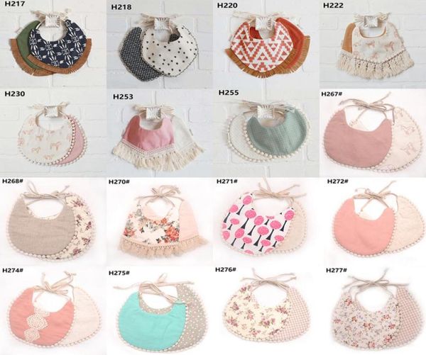 

ins cartoon floral geometry animal print bibs infant burp cloths baby girls boys cotton double layer tassel bibs 37 styles m28138412000