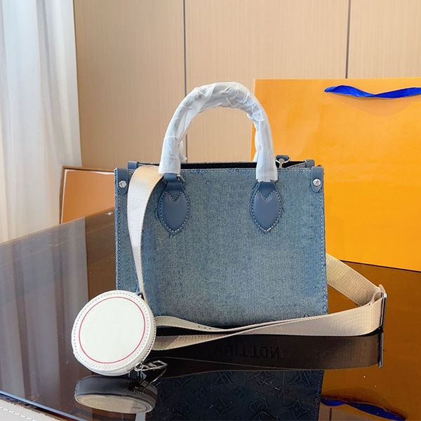 

making old denim bag shoulder crossbody bag handbag large capacity tote denim material printed letter leather handle detachable adjustable s