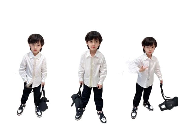 

luxury children clothes sets fashion boys letter printed long sleeve shirts with pants 2pcs 2023 autumn kids casual outfits s0204, White