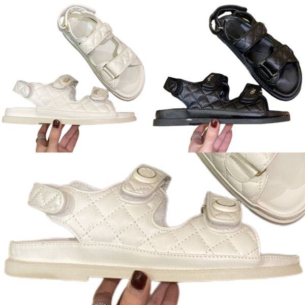 

luxury sandal famous designer woman bow gold buckle double rings summer sandal woman slides beach leather flat sandal l bath slipper with bo, Black