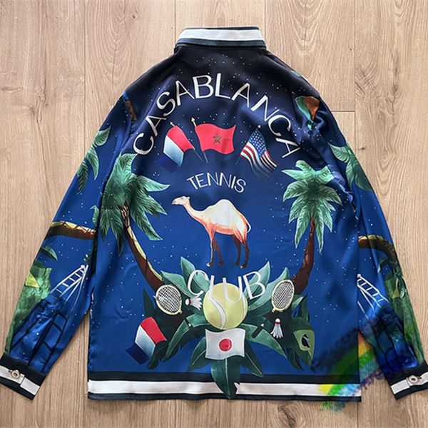 

men's casual shirts tennis club camel print casablanca shirt men women 1 1 hawaii beach silk shirts 230704, White;black