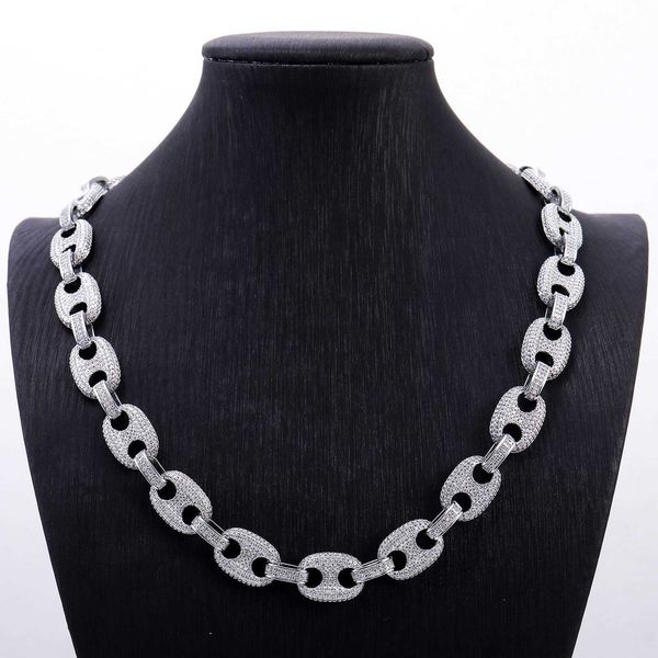 

moissanite pig nose link chain 925 sterling silver cuban chain