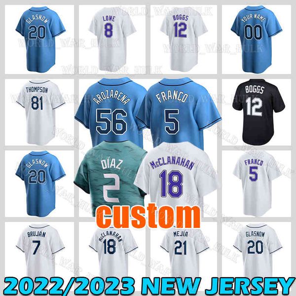 

randy arozarena jersey shane mcclanahan baseball 2 yandy diaz wade boggs wander franco tampas bayes josh lowe christian bethancourt wander f, Blue;black