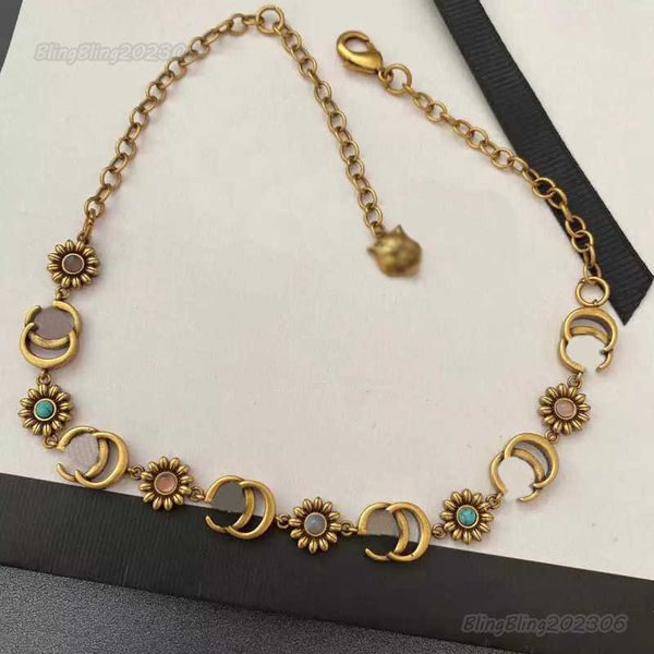 

18k gold plated brass copper designer necklaces choker chain g-letter pendants fashion womens necklace wedding jewelry accessories b224, Silver