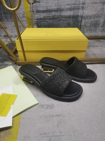 

luxury designer slippers for women sandals woody flat mules slides woman canvas square toe lace embroidery snake summer 0702, Black