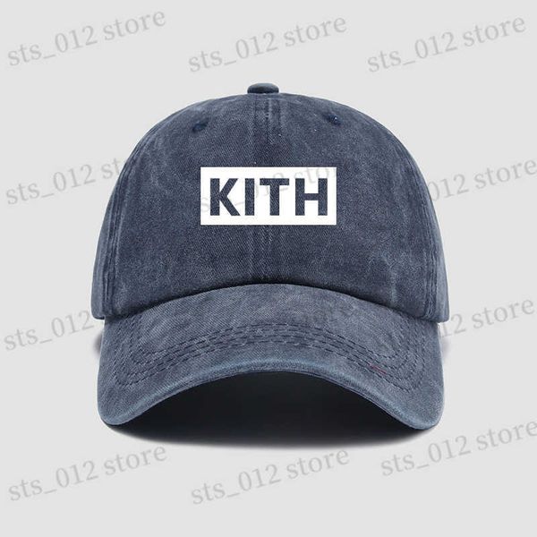 

retro kith baseball cap men women superior quality sun visor outdoor sunscreen leisure sports hat t230705, Black;white