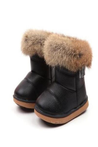 

kids boots real fur winter shoes plush warm antislip toddler black pink white girls ankle boot snow new 2011163178749, Black;grey