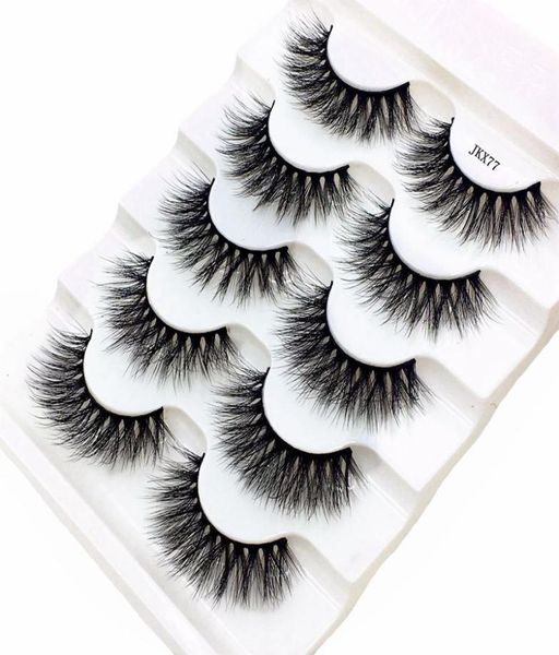 

2019 new 5 pairs 100 real mink eyelashes 3d natural false eyelashes mink lashes soft eyelash extension makeup kit cilios mix jkx77797046