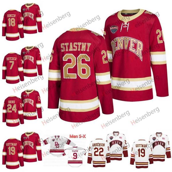 

26 paul stastny denver pioneers hockey jersey anderson griffin mendel will butcher bobby brink matt carle emilio pettersen kevin dineen ryan, Black