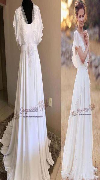 

bohemian hippie style wedding dresses 2019 beach aline wedding dress real picture bridal gowns backless white lace chiffon boho g7198731