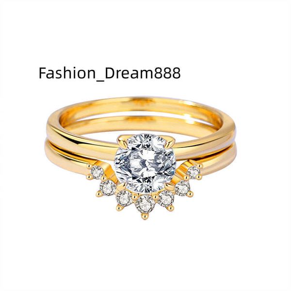 

sterling silver 925 luxury engagement jewelry 18k gold plated 1ct moissanite stacking wedding rings