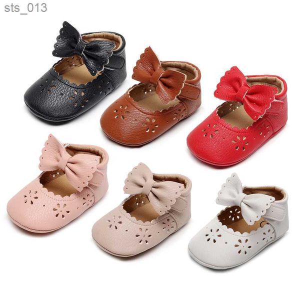 

toddler newborn infant baby girls princess shoes soft pu leather hollowed non-slip bottom casual flats shoes l230518, Black