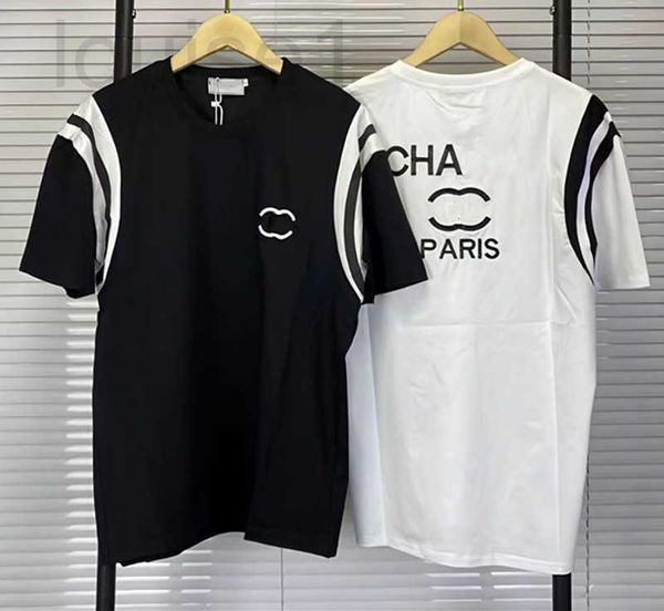 

women's t-shirt designer new advanced version womens france trendy clothing 2c letter embroid black and white stitching couple fashion