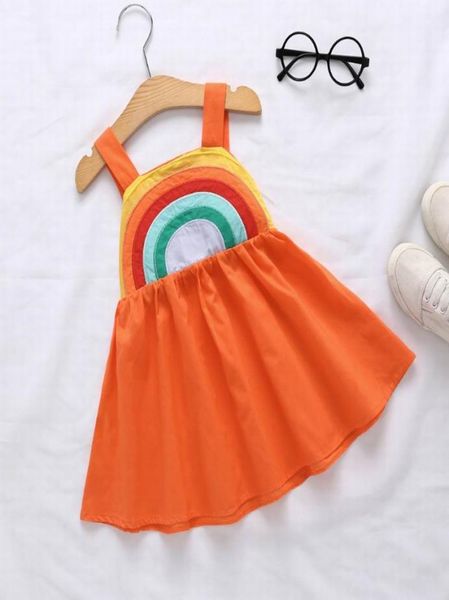

rainbow baby girl dress 2020 summer cotton sleeveless holiday dress casual dresses baby clothes 15y e200383529635, Red;yellow