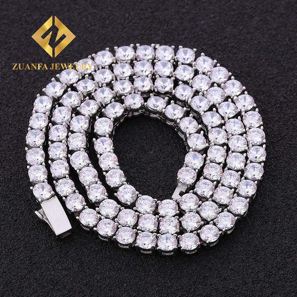 

zuanfa fine jewelry necklaces 3/4/5/6mm stainless steel moissnaite tennis chain bracelet necklace, Silver