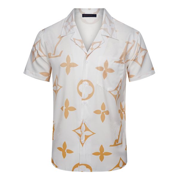 

23 luxury designer shirt mens fashion geometric print bowling shirt hawaiian letter casual shirt men slim fitting short sleeve versatile t-s, White;black